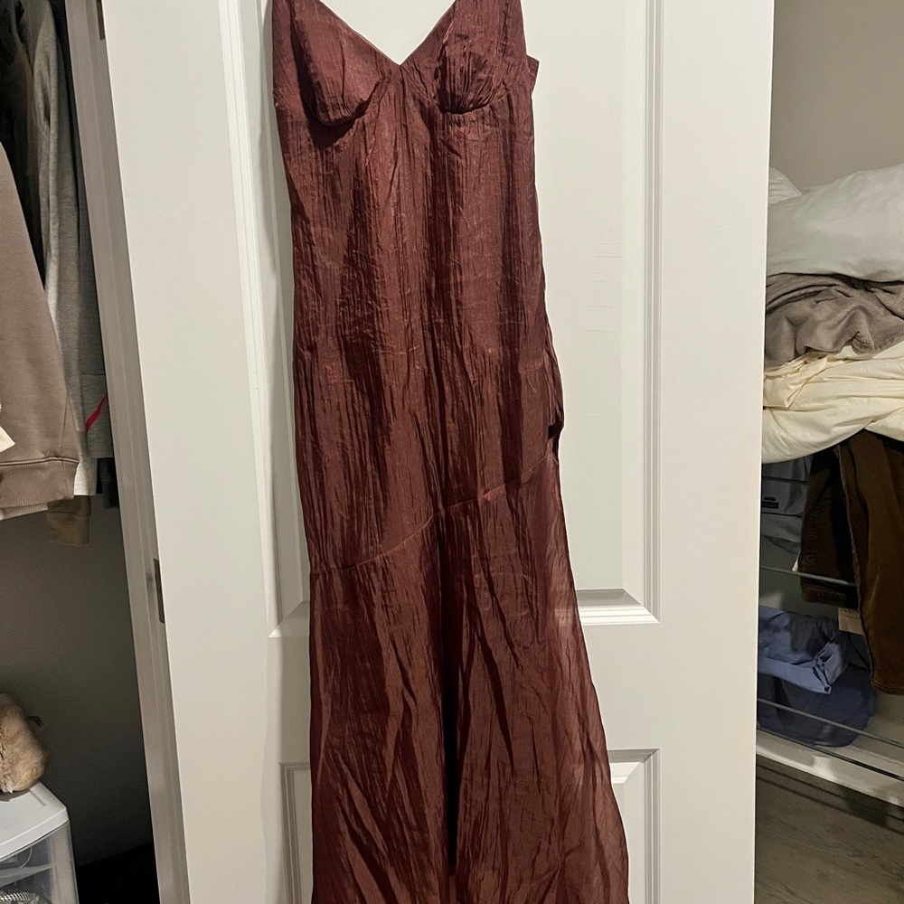 Dreamy Grace Mauve Purple Crinkled Flutter Sleeve Midi Dress